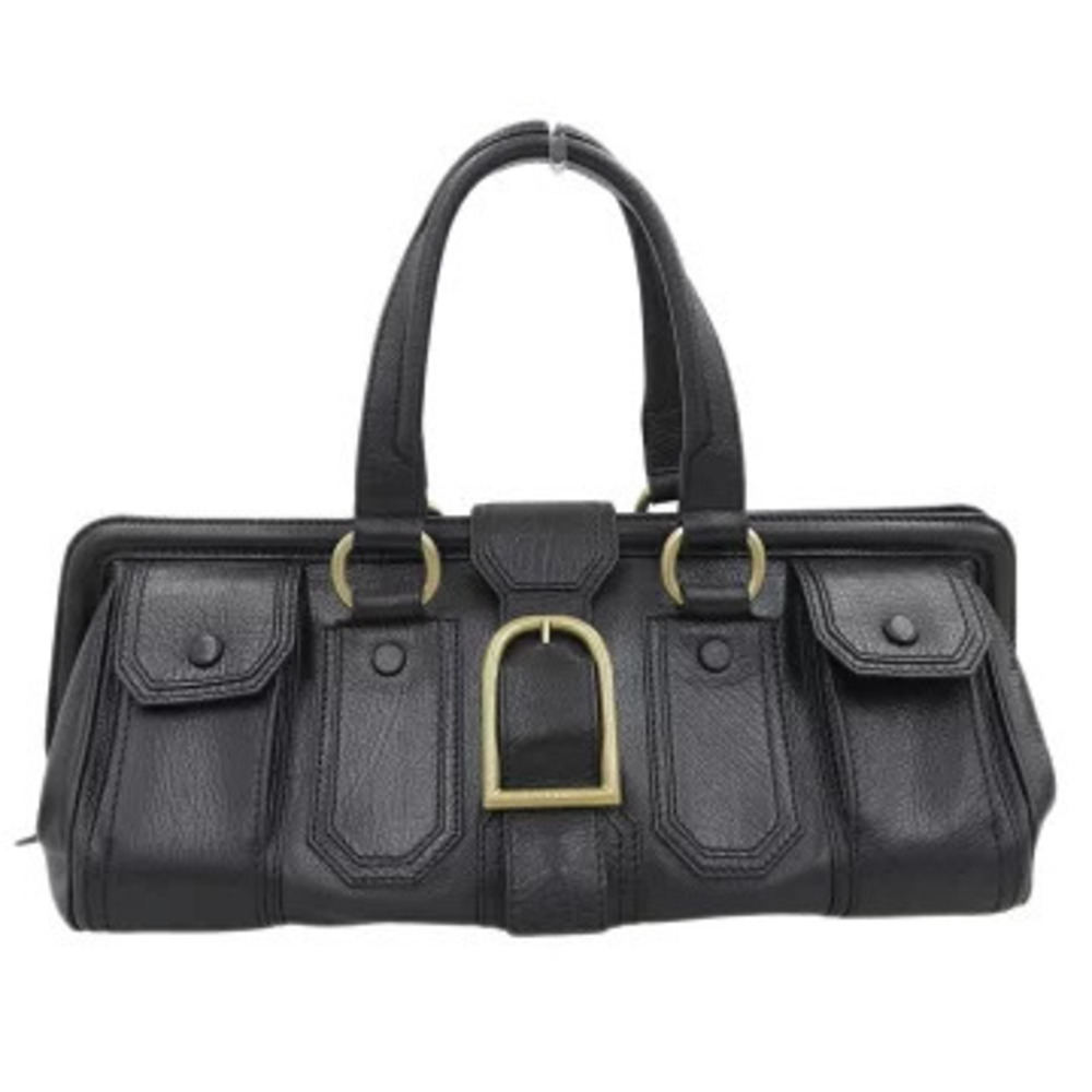 Celine Doctors Bag Handbag Leather Black Rectangle